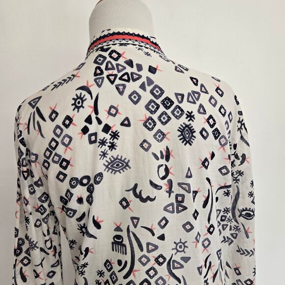 Tory Burch Evil Eye Printed Tunic Embellished Lightweight Symbols Women 4 - Picture 7 of 12